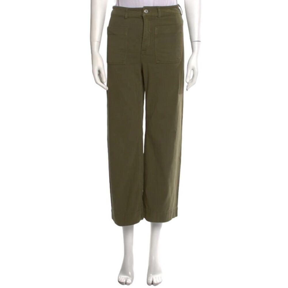 A.L.C. Wide Leg Cropped Pants High Rise Olive Green Women 10